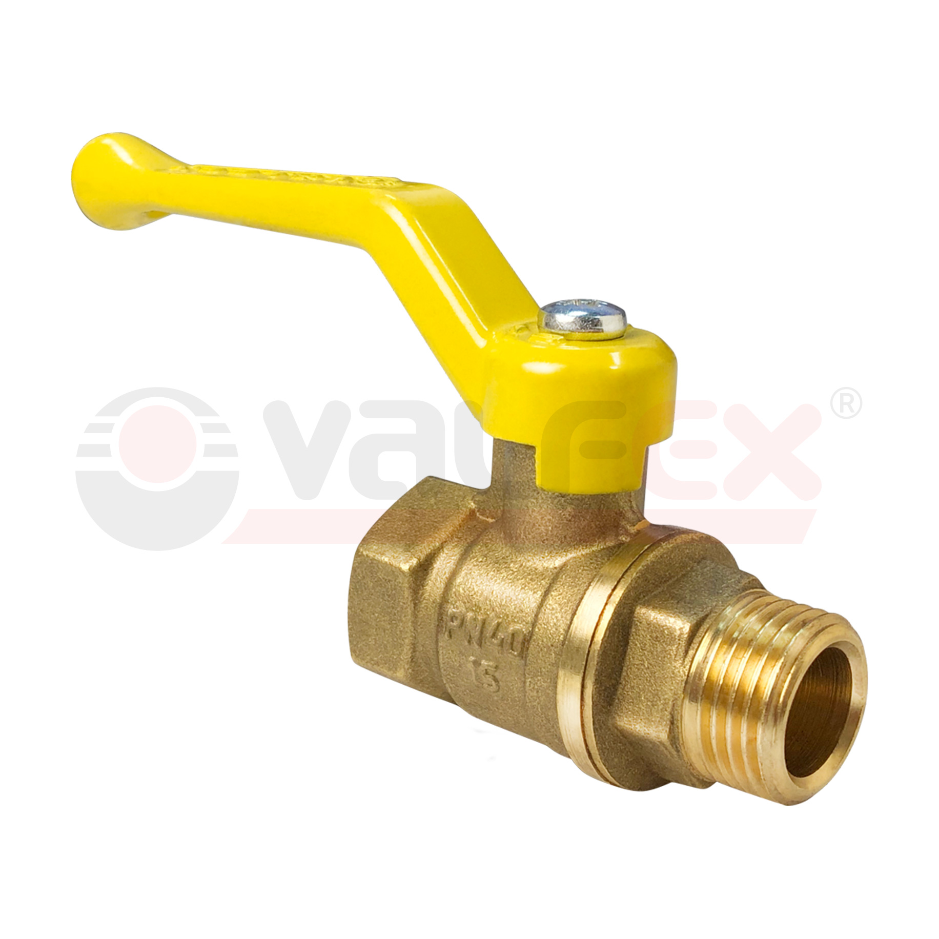 Кран шаровый латунныйVALFEX  11б27п газ ВР/НР Ду 20 (3/4") Ру 40 рычаг 
